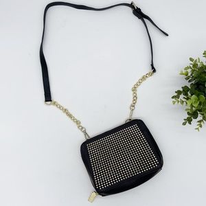 STEVE MADDEN Gold Studded Faux Leather Zip Around Crossbody Wallet Bag